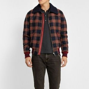 DOLCE AND GABBANA Wool and Leather Bomber Jacket